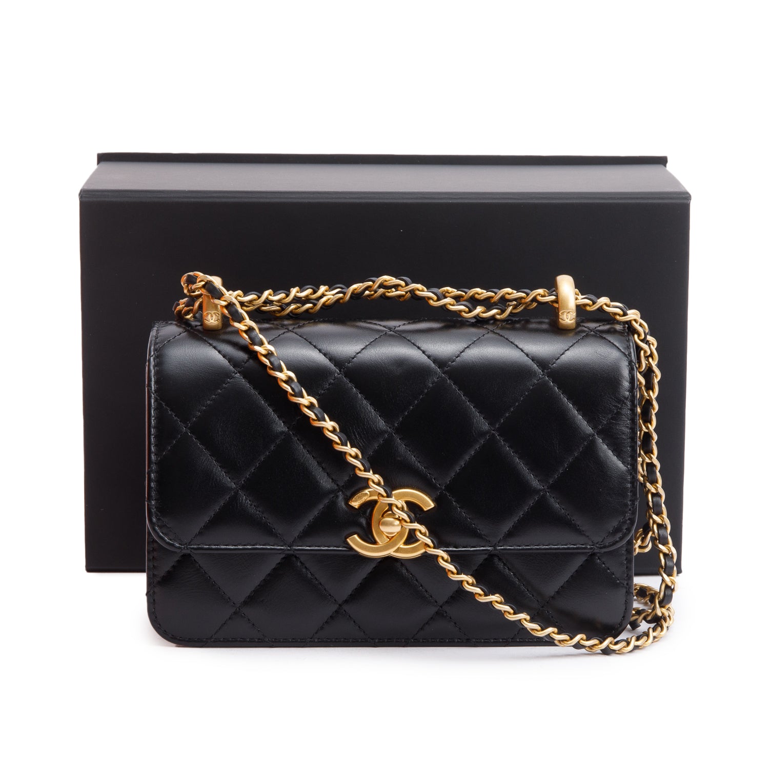 Chanel 2025 Black Quilted Lambskin Leather Mini Perfect Fit Flap Bag w/ Box & Receipt