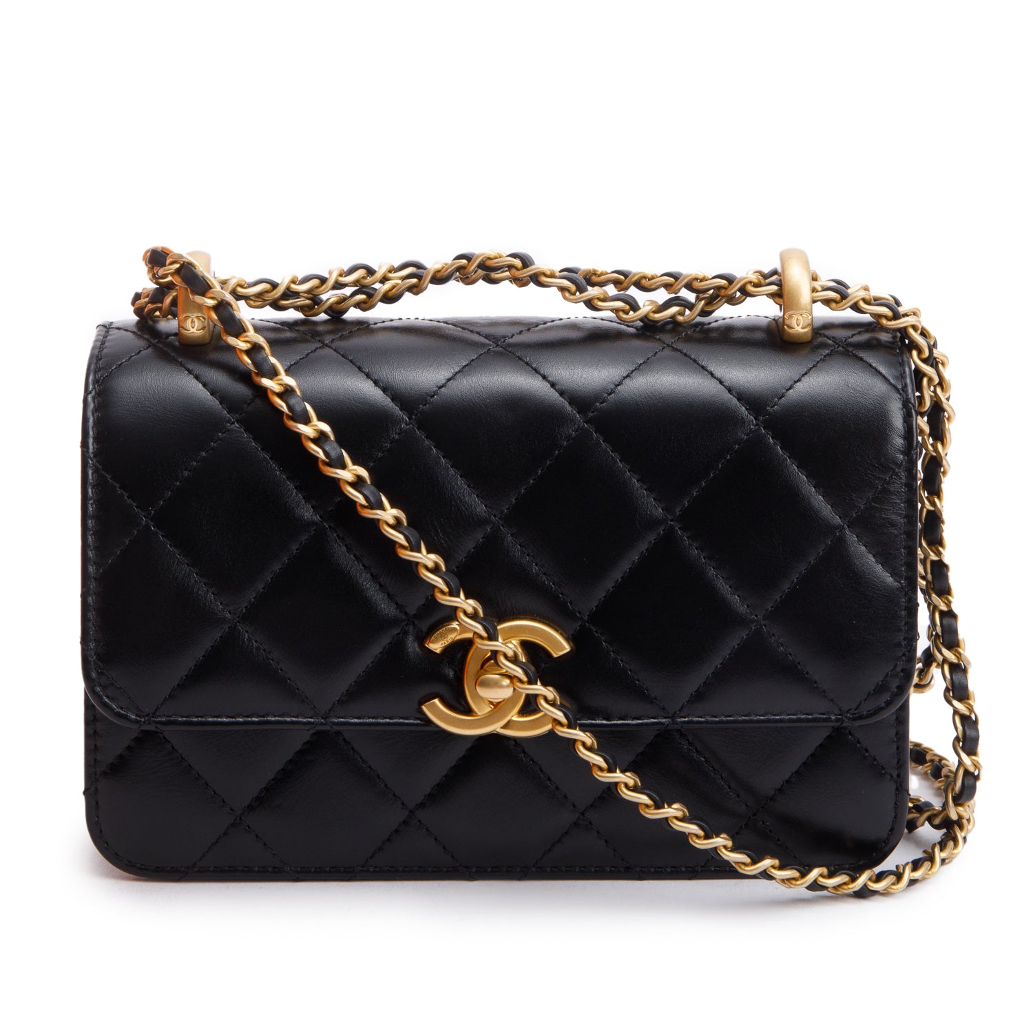 Chanel 2025 Black Quilted Lambskin Leather Mini Perfect Fit Flap Bag w/ Box & Receipt