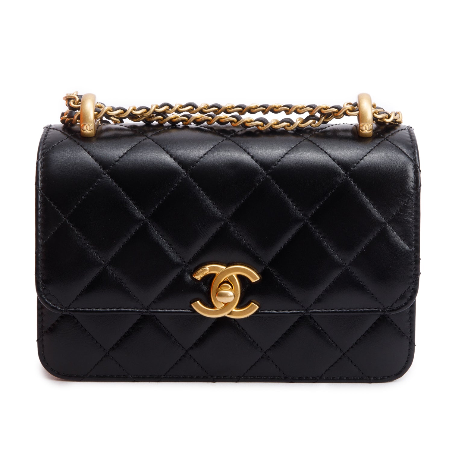 Chanel 2025 Black Quilted Lambskin Leather Mini Perfect Fit Flap Bag w/ Box & Receipt