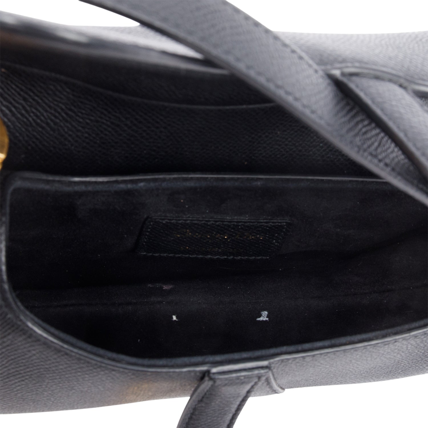 Christian Dior Black Grained Calfskin Leather Mini Saddle Bag w/ Strap & Box