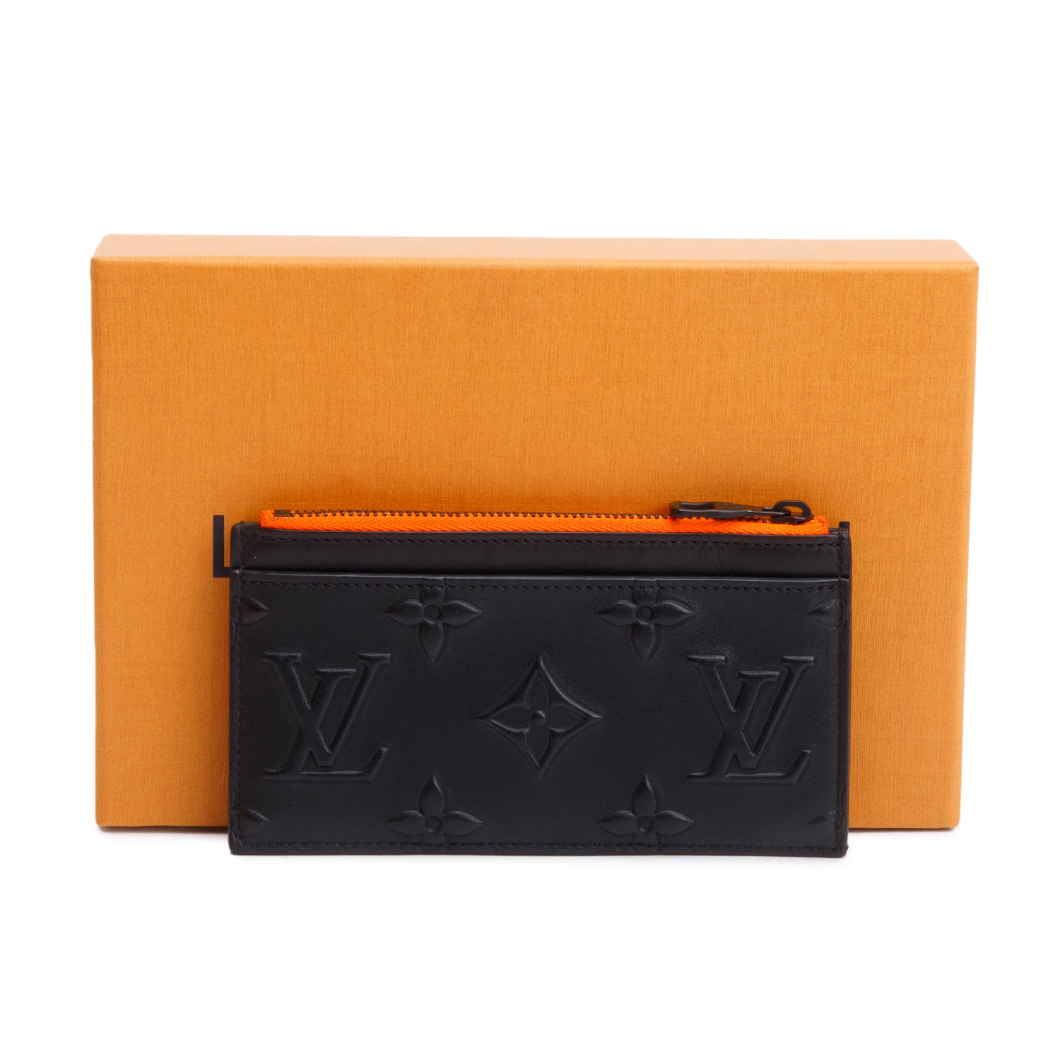 Louis Vuitton 2021 Black Monogram Seal Leather Coin Card Holder w/ Box & Receipt