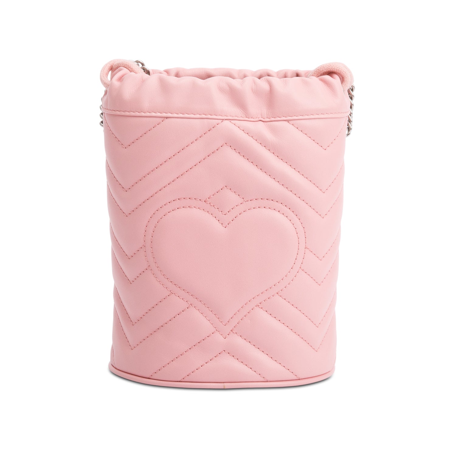 Gucci Pink Calfskin Leather GG Marmont Mini Bucket Bag w/ Box