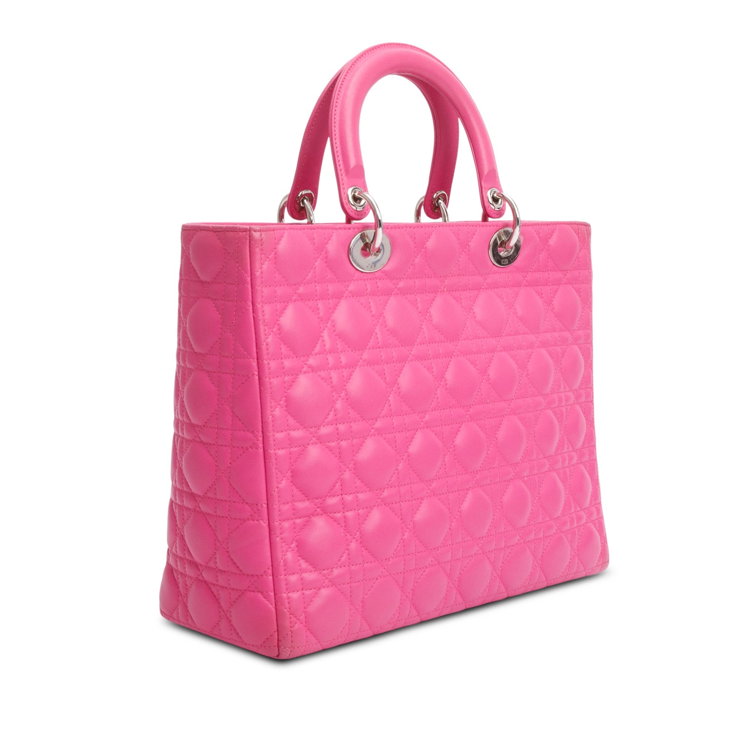 Christian Dior Pink Cannage Leather Large Lady Dior Bag w/ Authenticity Card