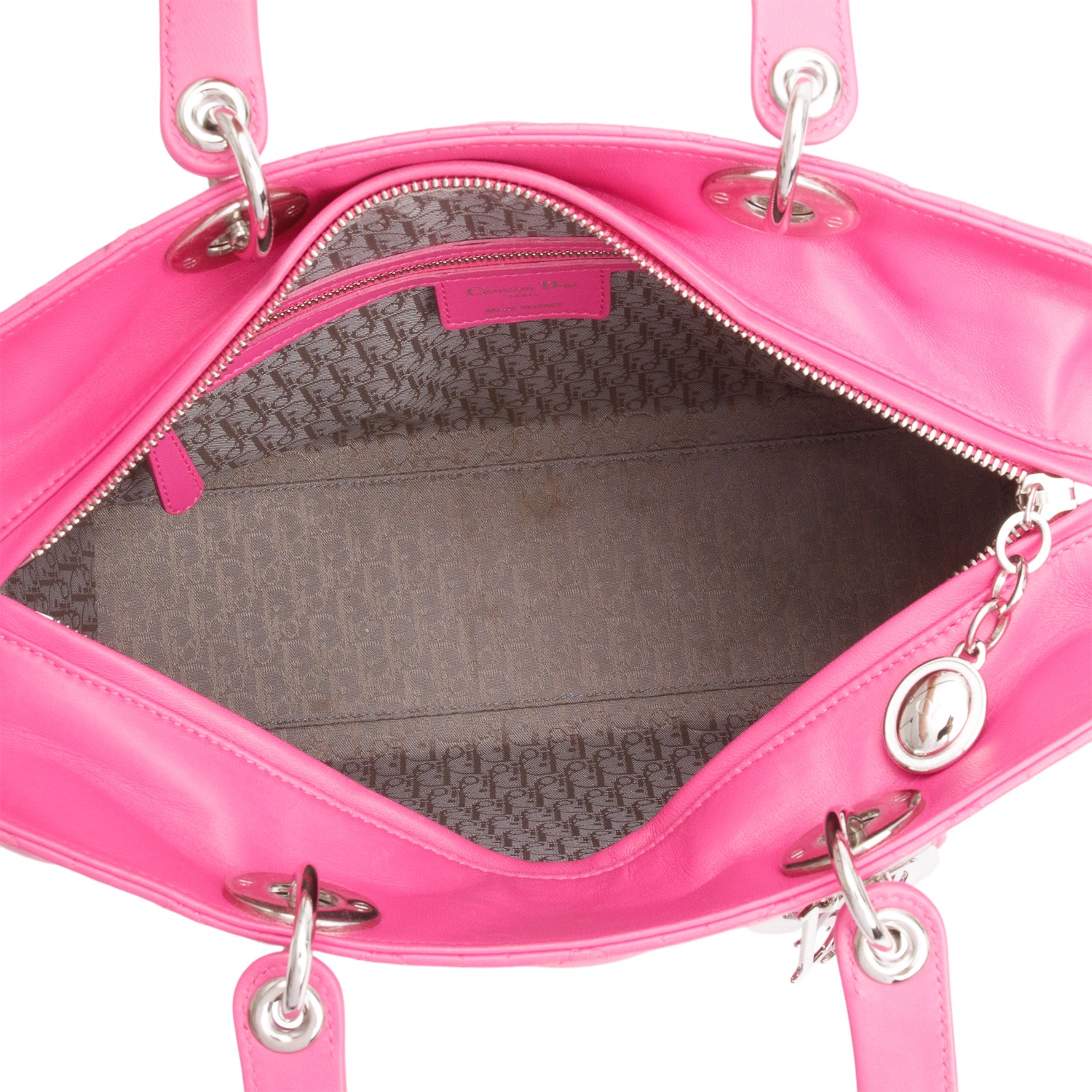Christian Dior Pink Cannage Leather Large Lady Dior Bag w/ Authenticity Card
