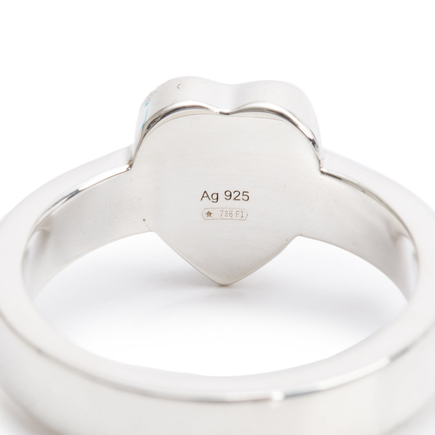 Gucci Sterling Silver Trademark Heart Ring, Size 14 6.75