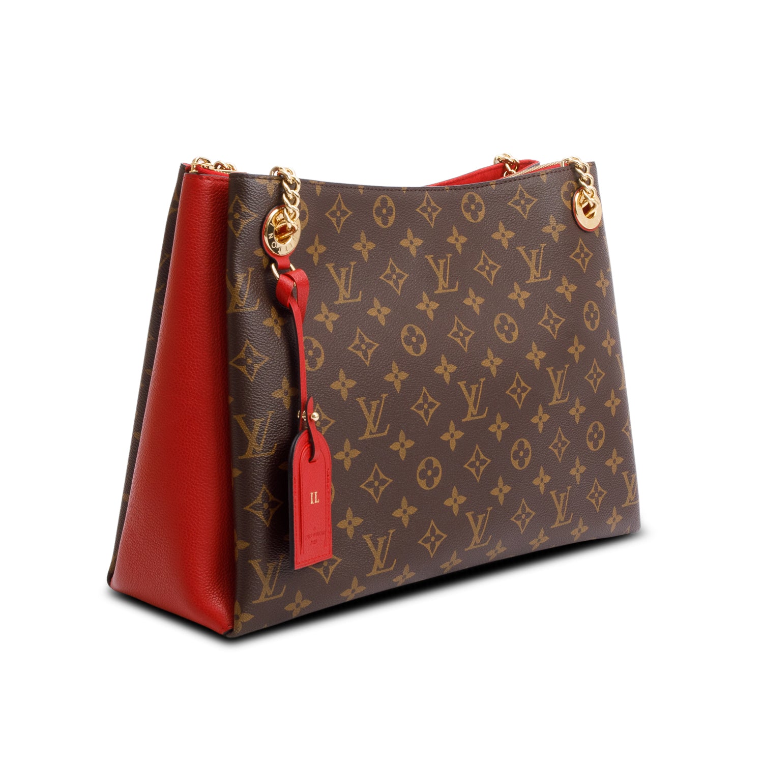 Louis Vuitton Monogram Red Leather Trim Surene MM w/ Box