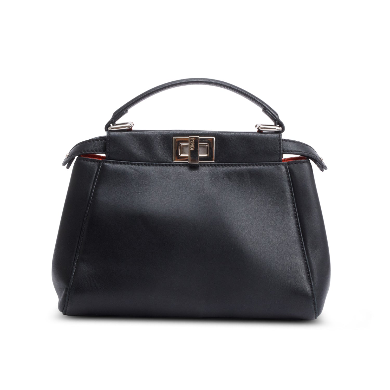 Fendi Black Calfskin Leather Mini Peekaboo Bag w/ Strap