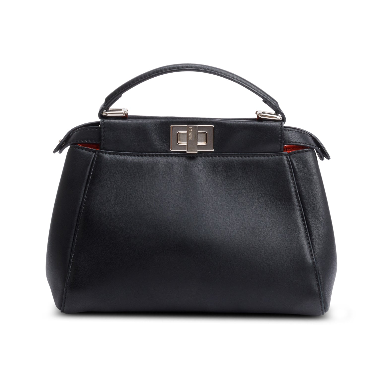 Fendi Black Calfskin Leather Mini Peekaboo Bag w/ Strap
