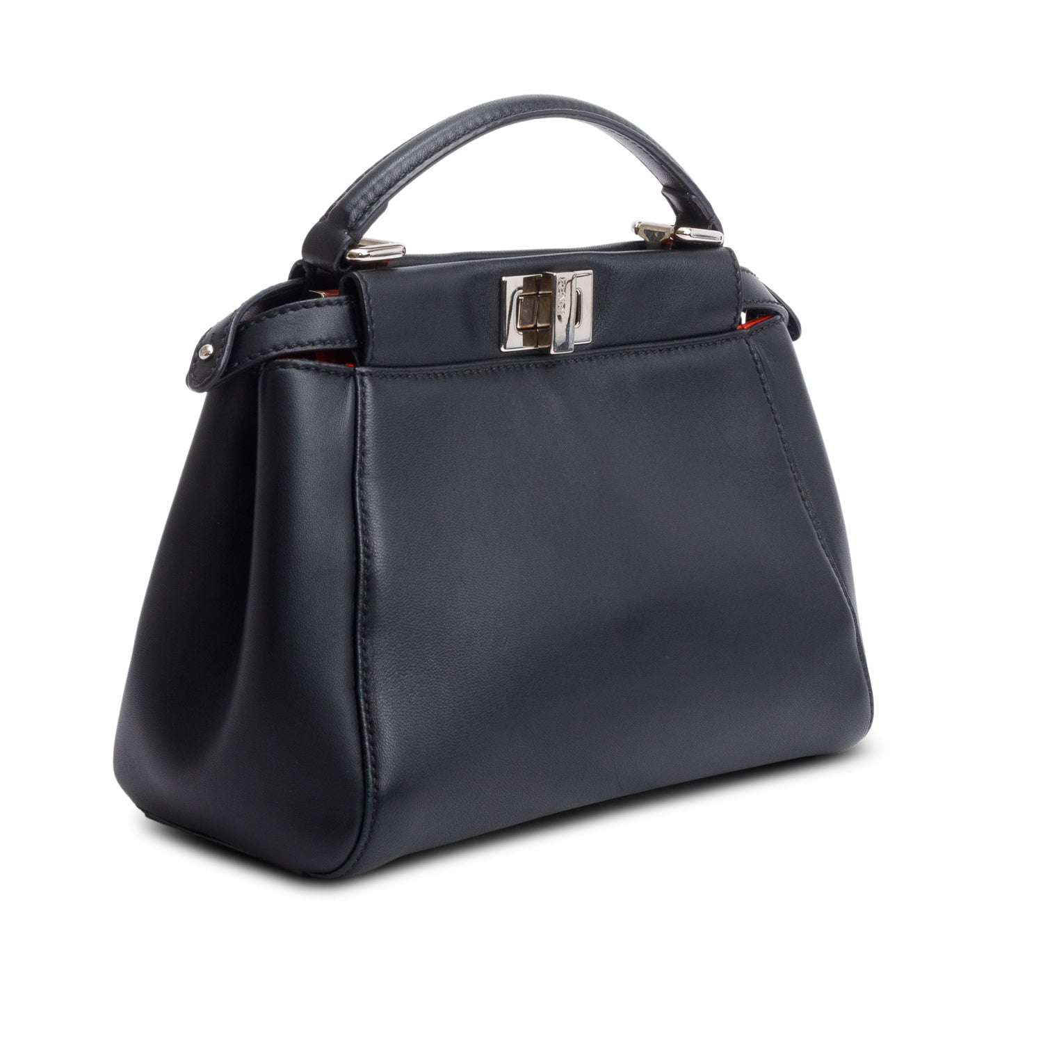 Fendi Black Calfskin Leather Mini Peekaboo Bag w/ Strap