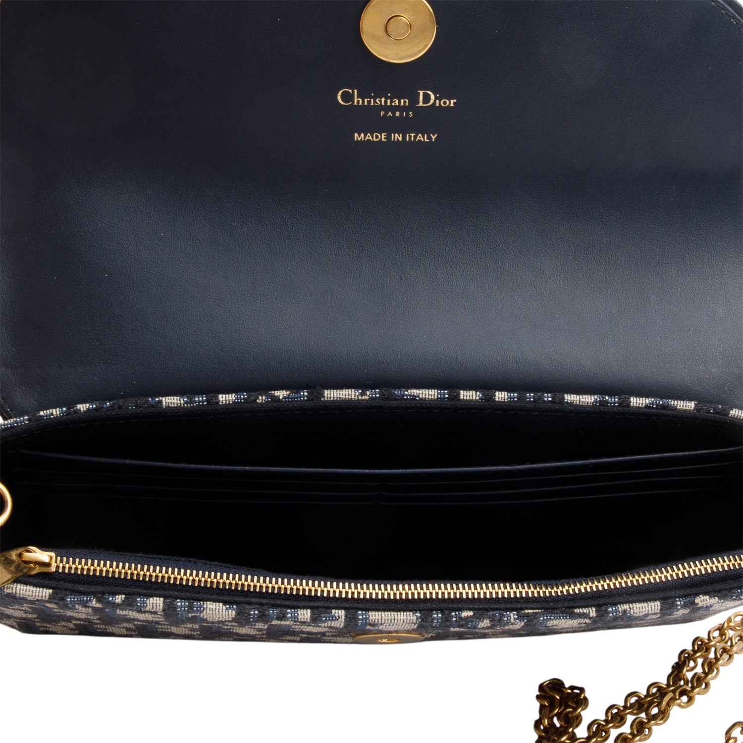 Christian 2024 Dior Oblique Jacquard Medium Saddle Pouch with Chain