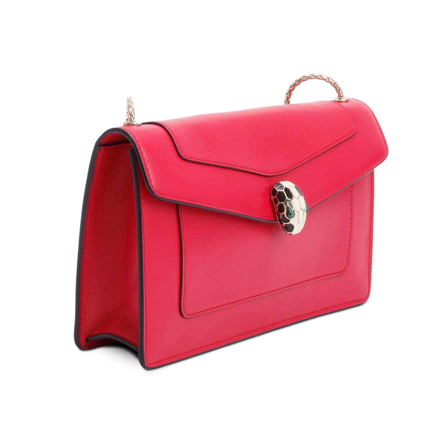 BVLGARI Pink Calfskin Leather Serpenti Forever Bag