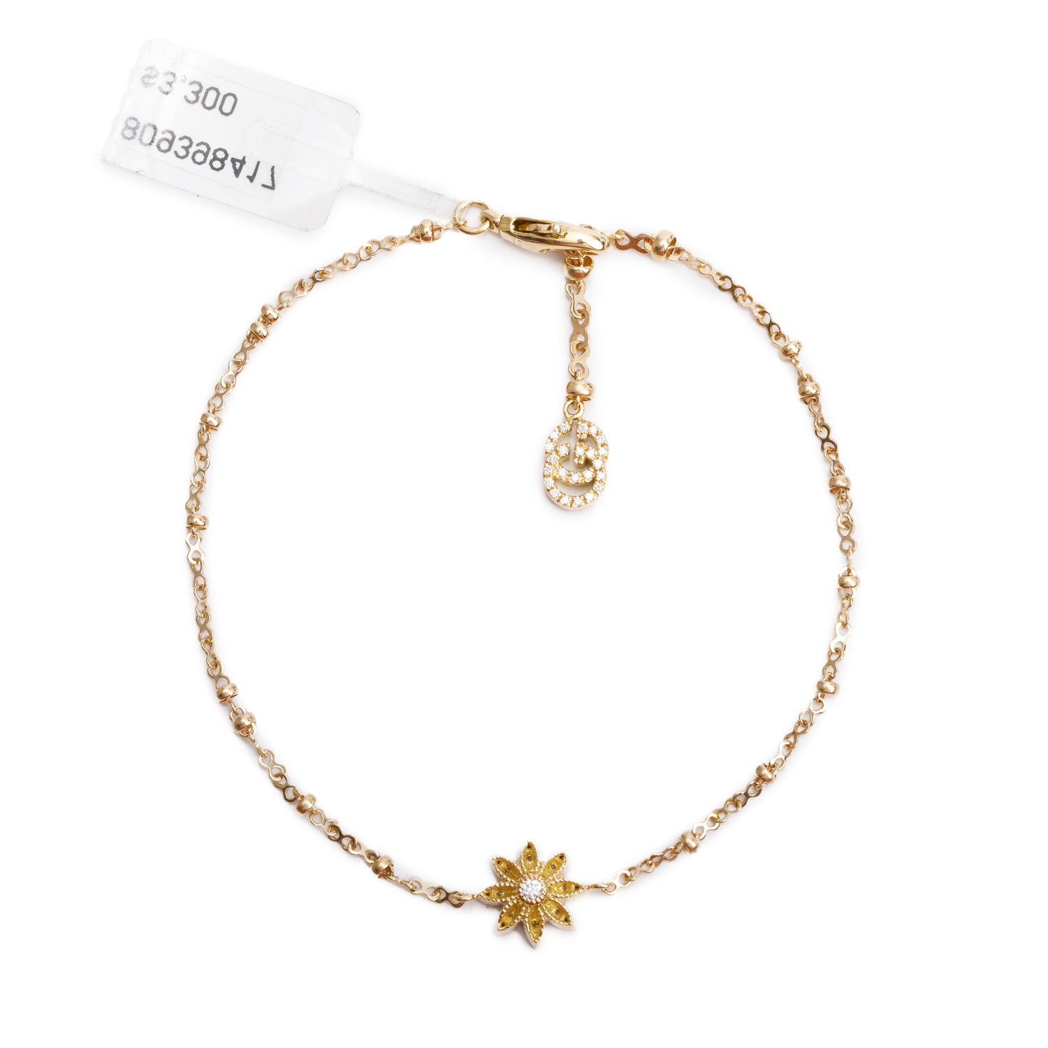 Gucci 18k Yellow Gold Diamond Flora Bracelet w/ Box