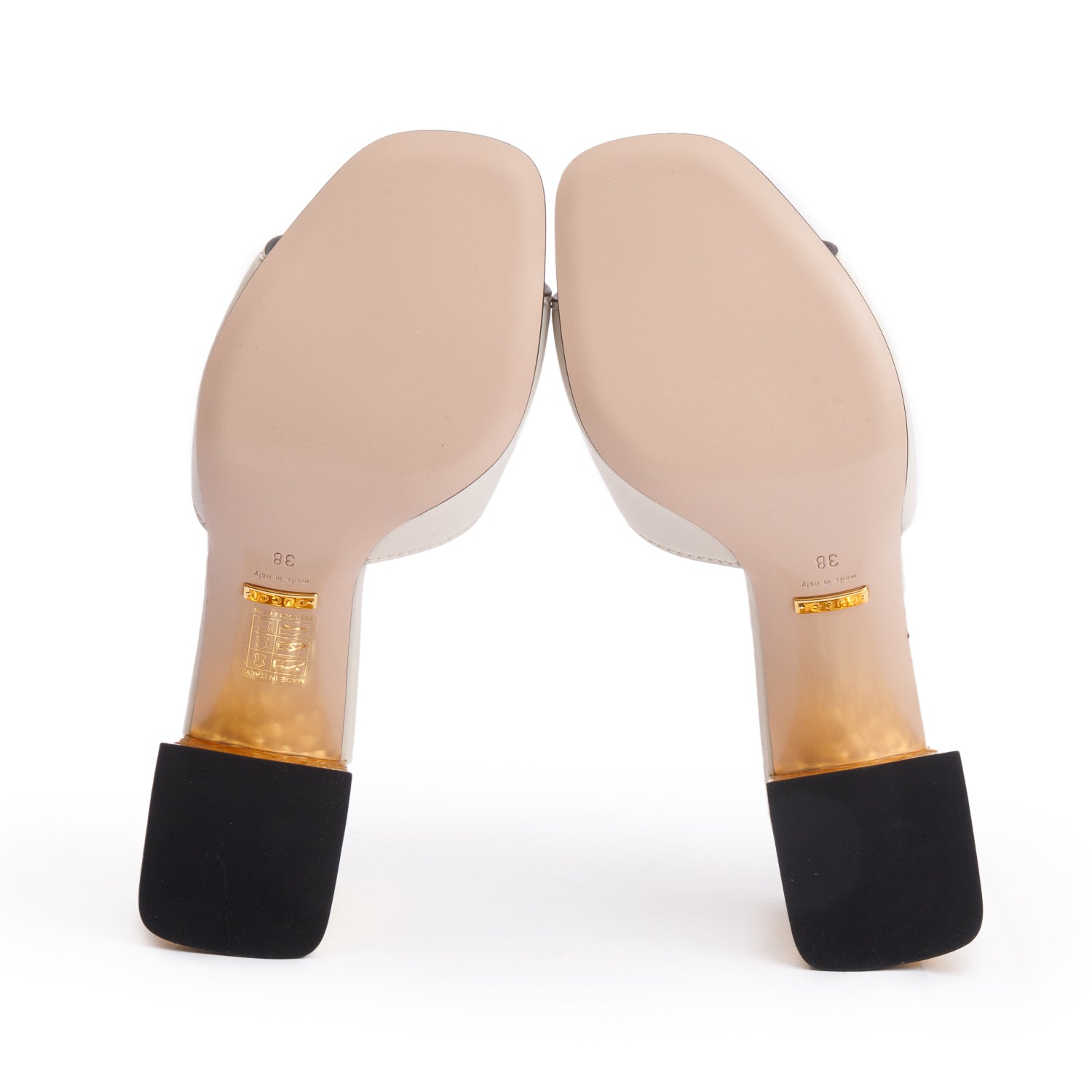 Gucci White Leather Interlocking G Cutout Slide Sandals, Size 38 w/ Box