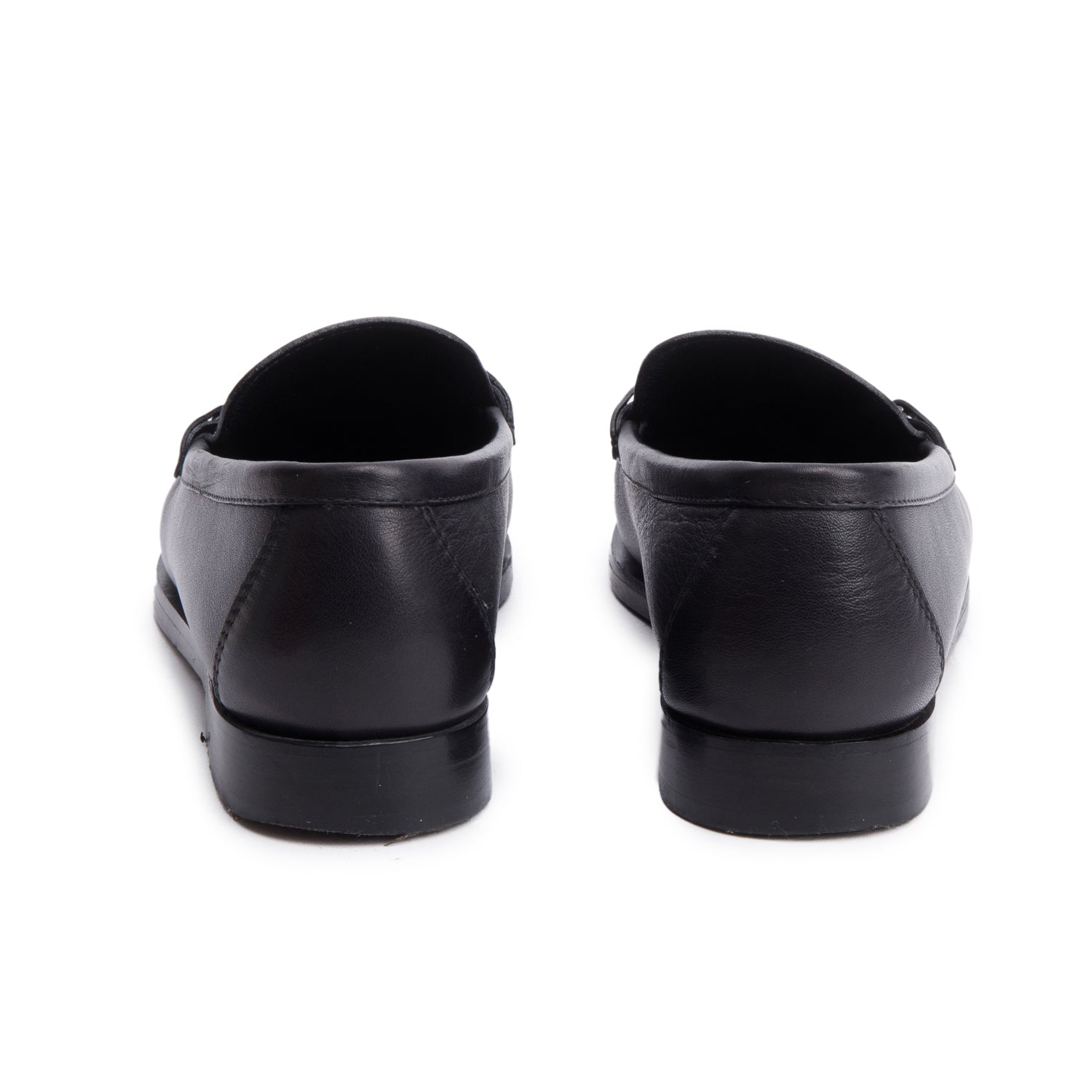 Salvatore Ferragamo Black Leather Gancini Moccasin, Size 7 w/ Box