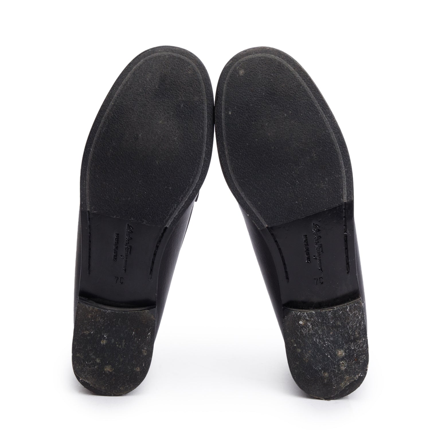 Salvatore Ferragamo Black Leather Gancini Moccasin, Size 7 w/ Box