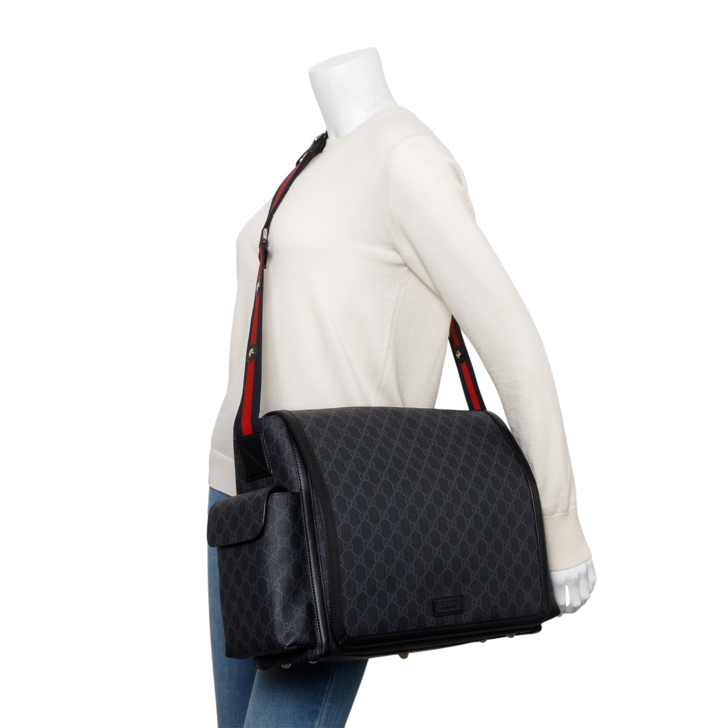 Gucci Black GG Supreme Diaper Bag