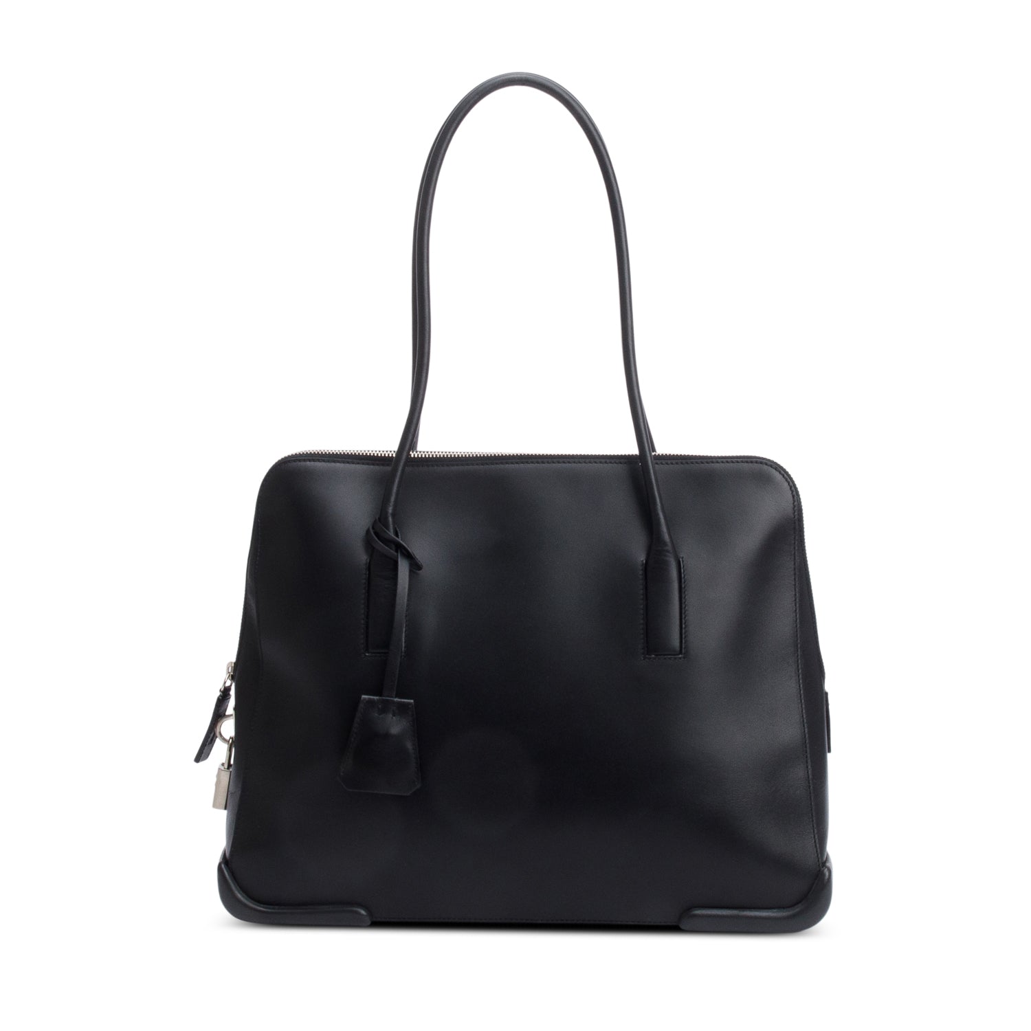 Prada Black Soft Calf Leather Dome Tote w/ Authenticity Card