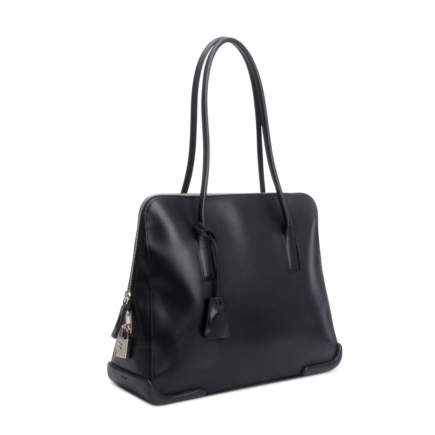 Prada Black Soft Calf Leather Dome Tote w/ Authenticity Card