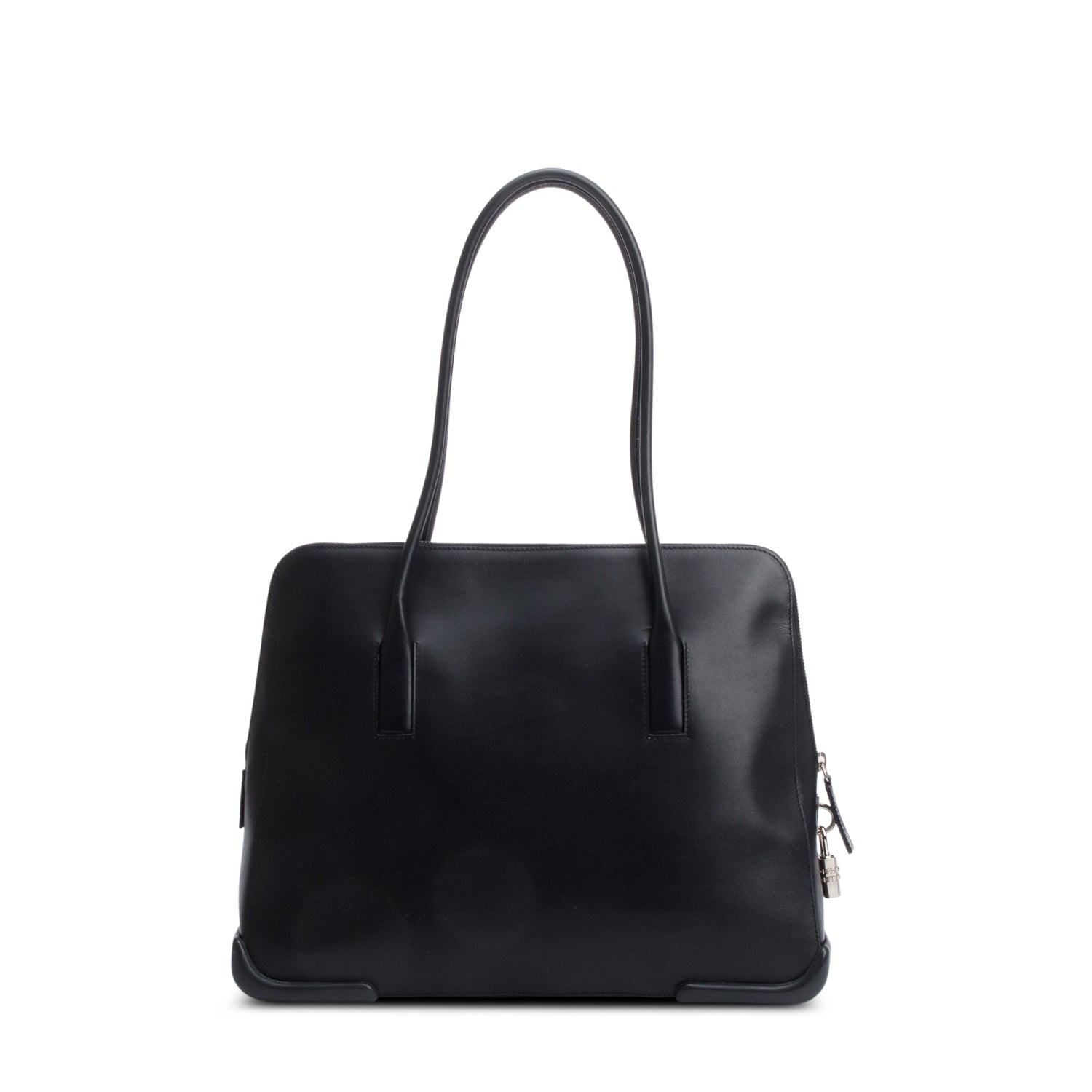 Prada Black Soft Calf Leather Dome Tote w/ Authenticity Card