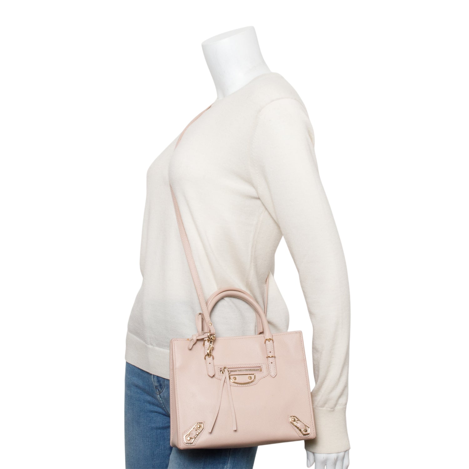 Balenciaga Pink Calfskin Leather Papier A4 Mini Tote w/ Strap