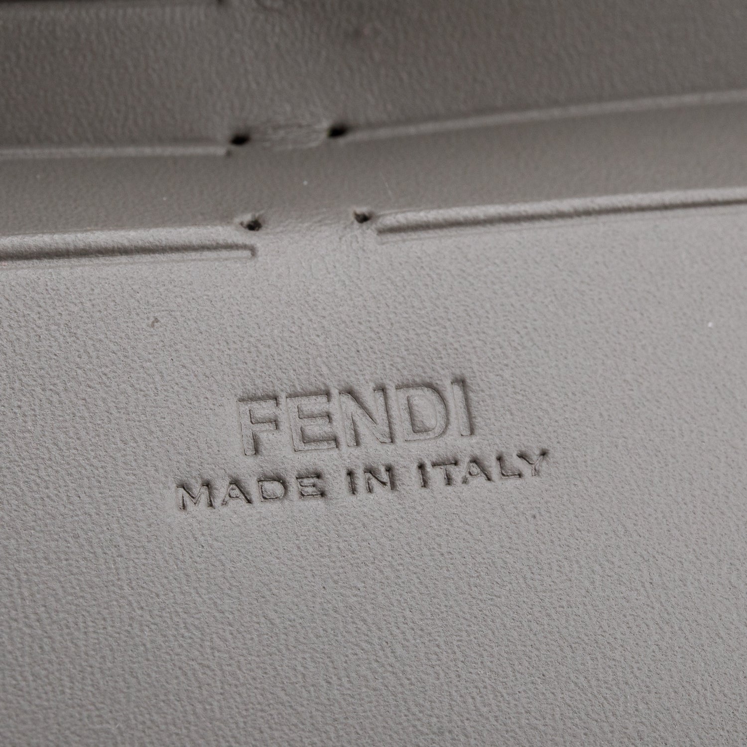 Fendi Grey Vitello King FF Lines Embossed Leather Soft Trunk Baguette w/ Strap