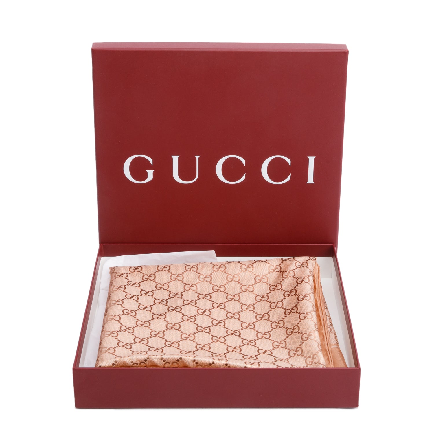 Gucci Pink GG Print Silk Scarf w/ Box & Receipt