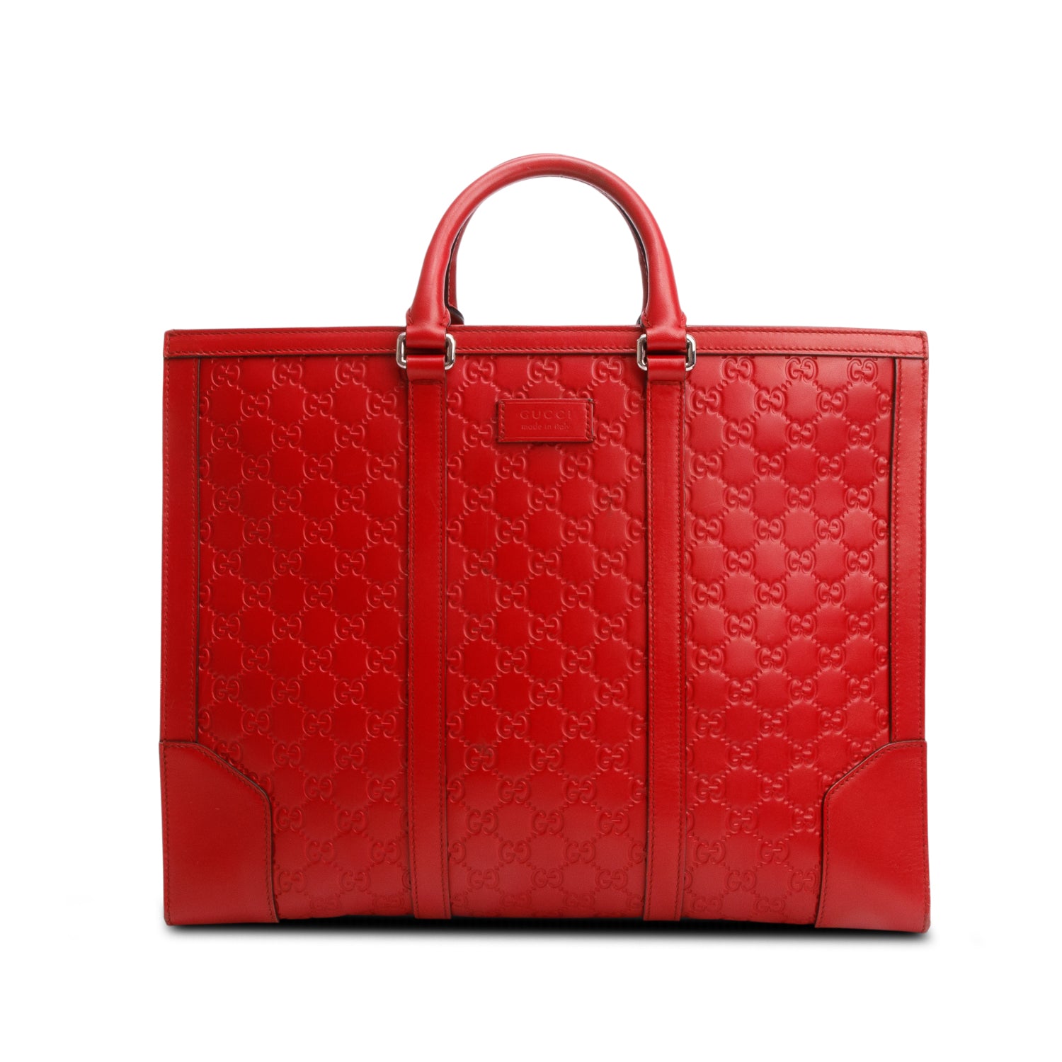 Gucci Red Guccissima Leather Signature Large Convertible Top Handle Tote