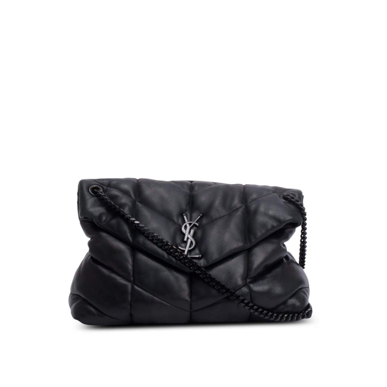 Saint Laurent 2021 Black Nappa Leather Medium Puffer Loulou Shoulder Bag