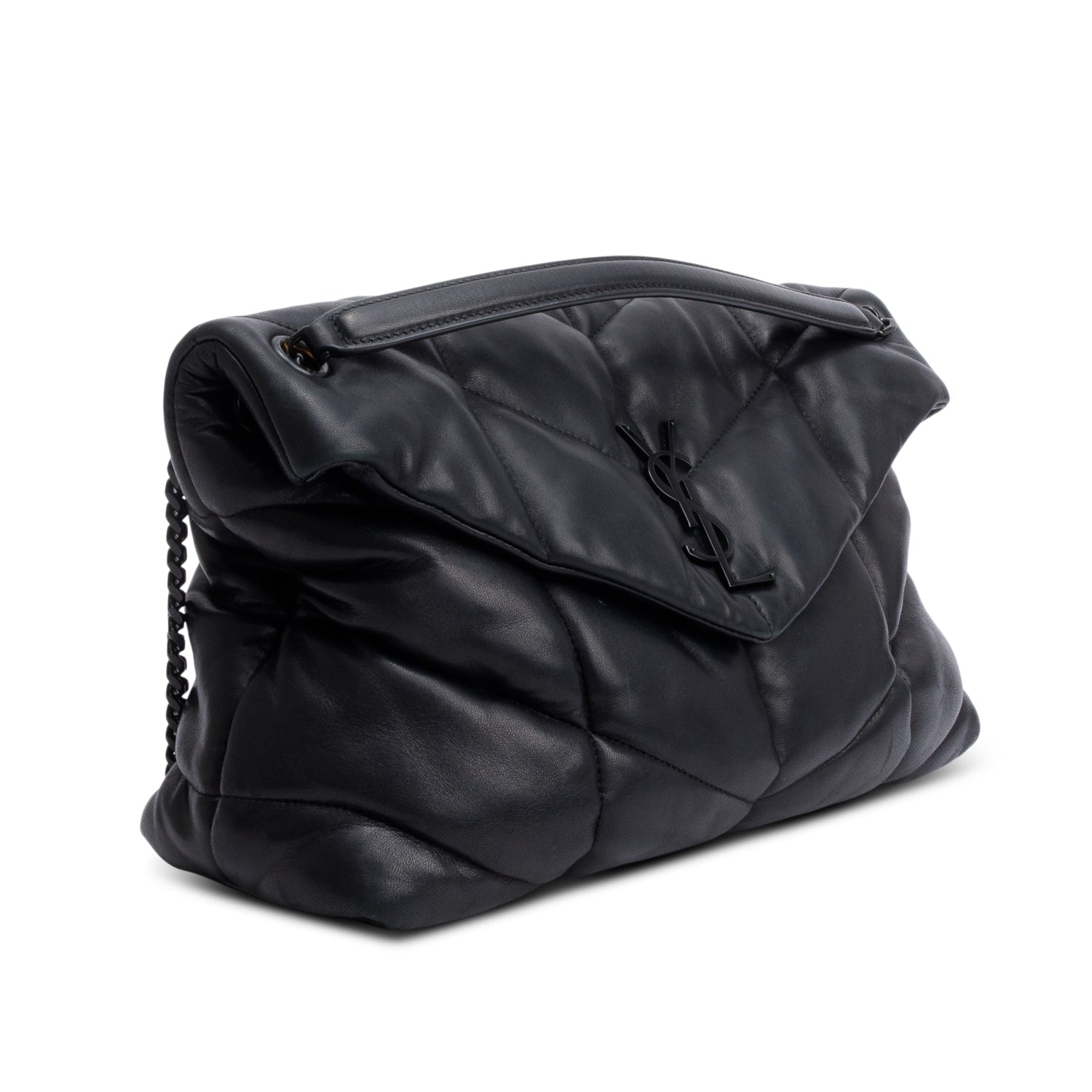 Saint Laurent 2021 Black Nappa Leather Medium Puffer Loulou Shoulder Bag