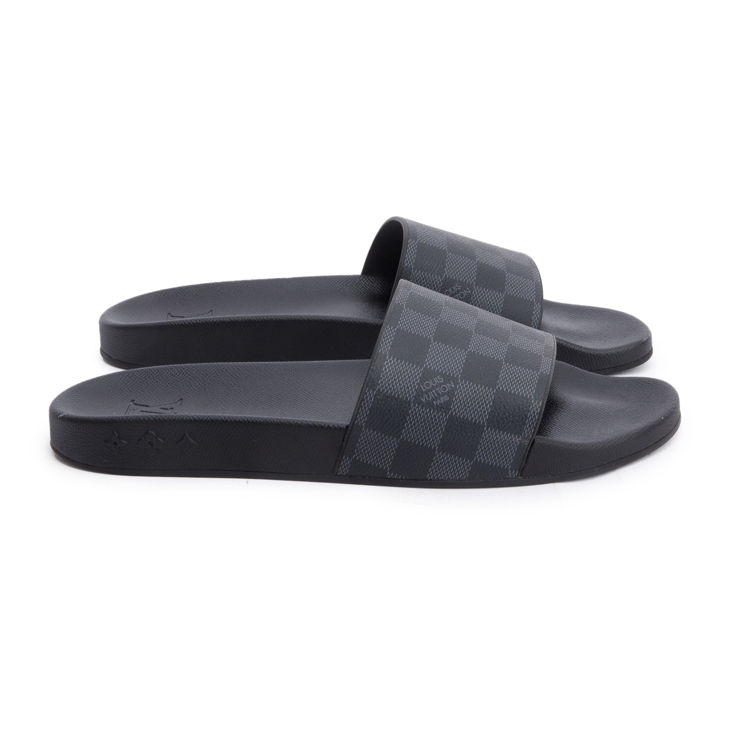 Louis Vuitton 2021 Damier Graphite Waterfront Mule Slides, Men's Size 10