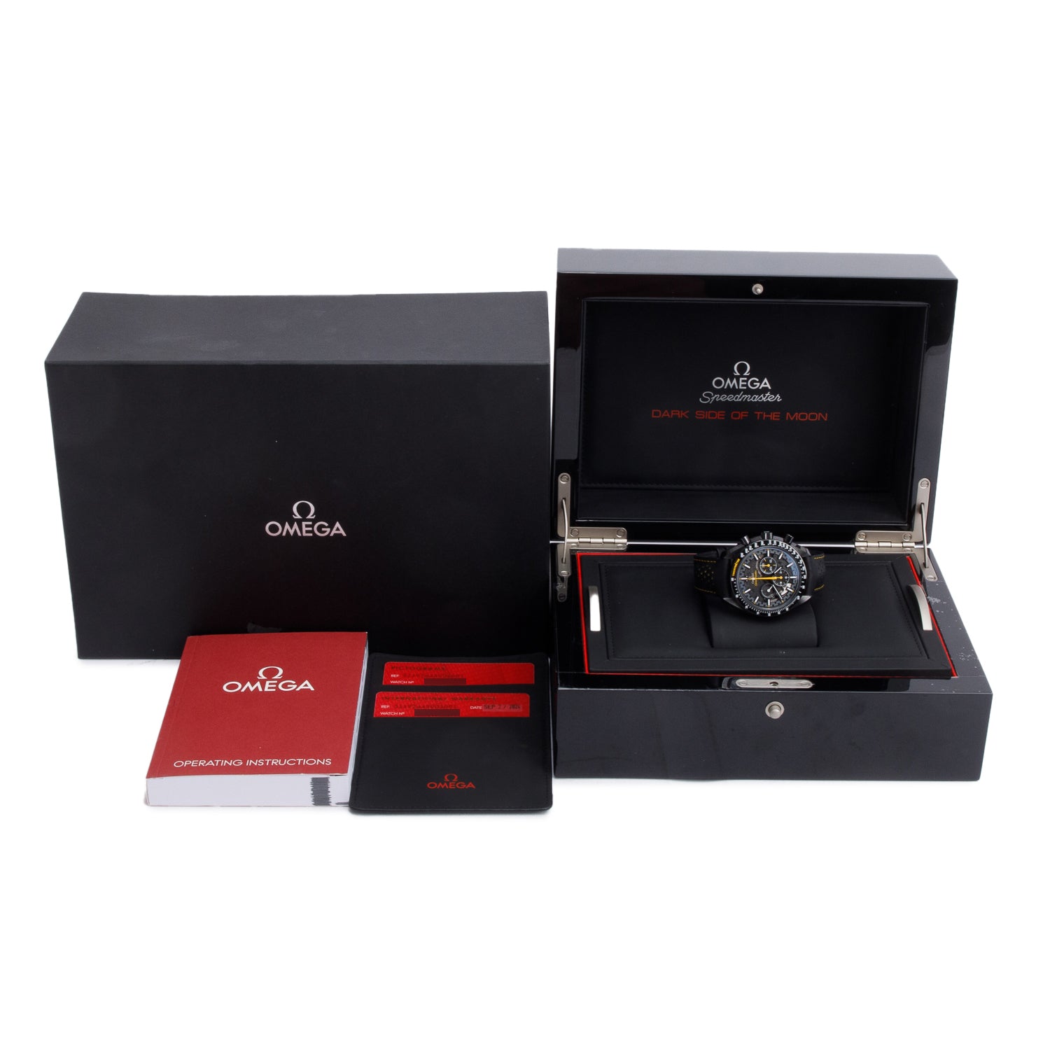 Omega 2024 Black Ceramic Apollo 8 Dark Side of the Moon 44.25 MM Manual Wind Watch w/ Box & Papers