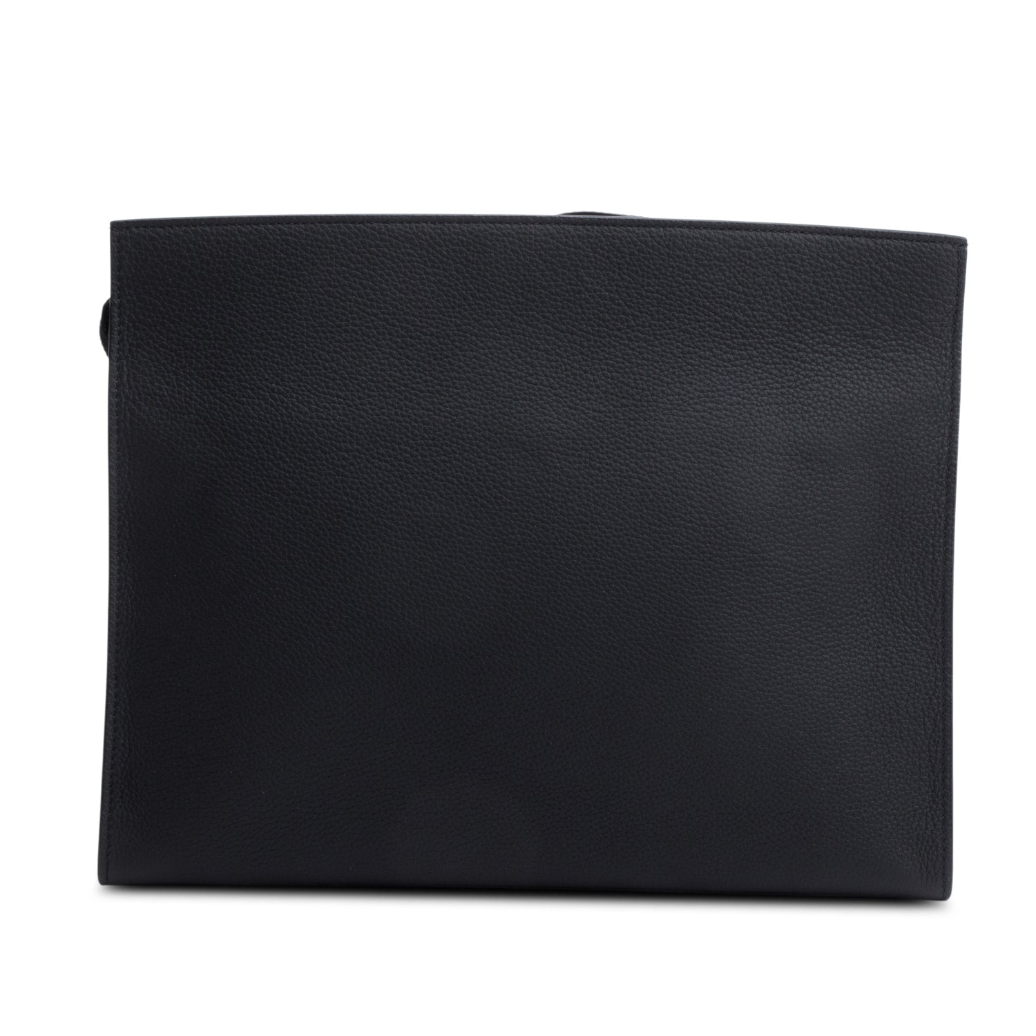Ferragamo Black Leather Gancini The Studio Large Wristlet Pouch