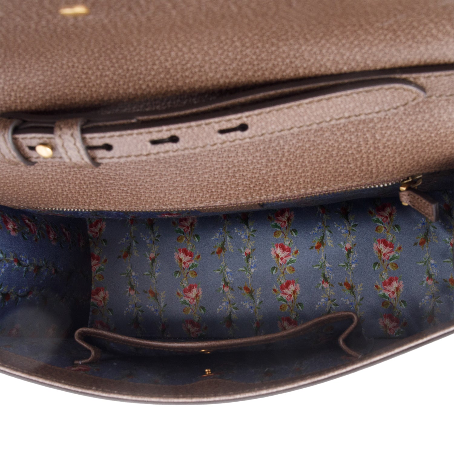 Gucci Brown Leather Mother of Pearl Felena Bamboo Medium Top Handle Bag w/ Strap & Box