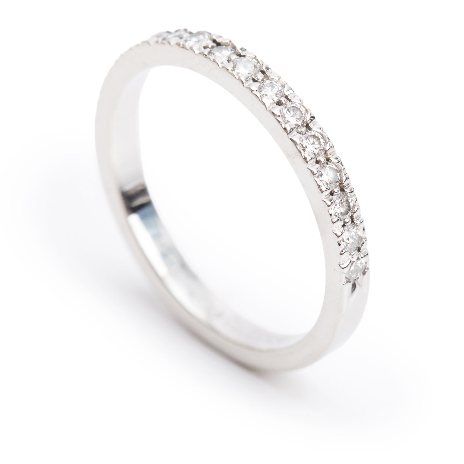 Tiffany & Co. Soleste Platinum Half Eternity Diamond 2 MM Wedding Band Ring, Size 5 w/ Box