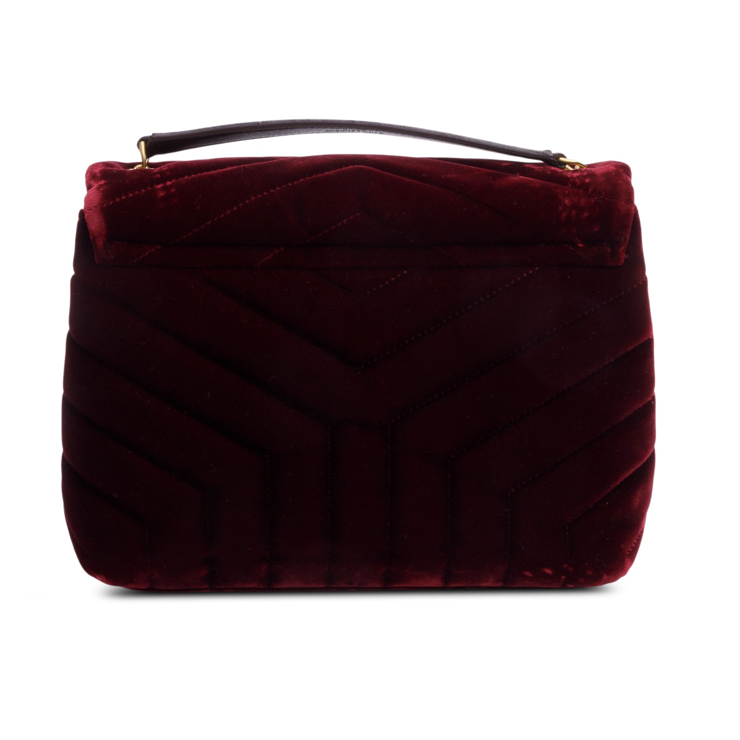Saint Laurent Burgundy Quilted Velvet Small Loulou Shoulder Bag