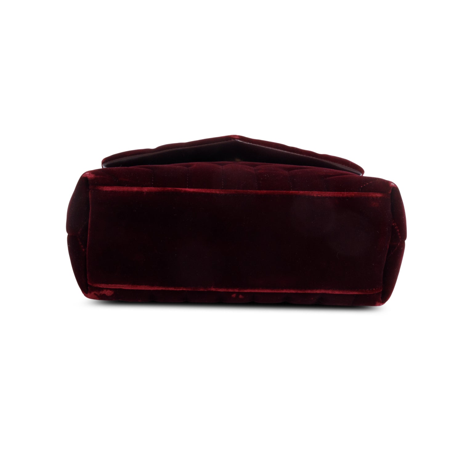 Saint Laurent Burgundy Quilted Velvet Small Loulou Shoulder Bag