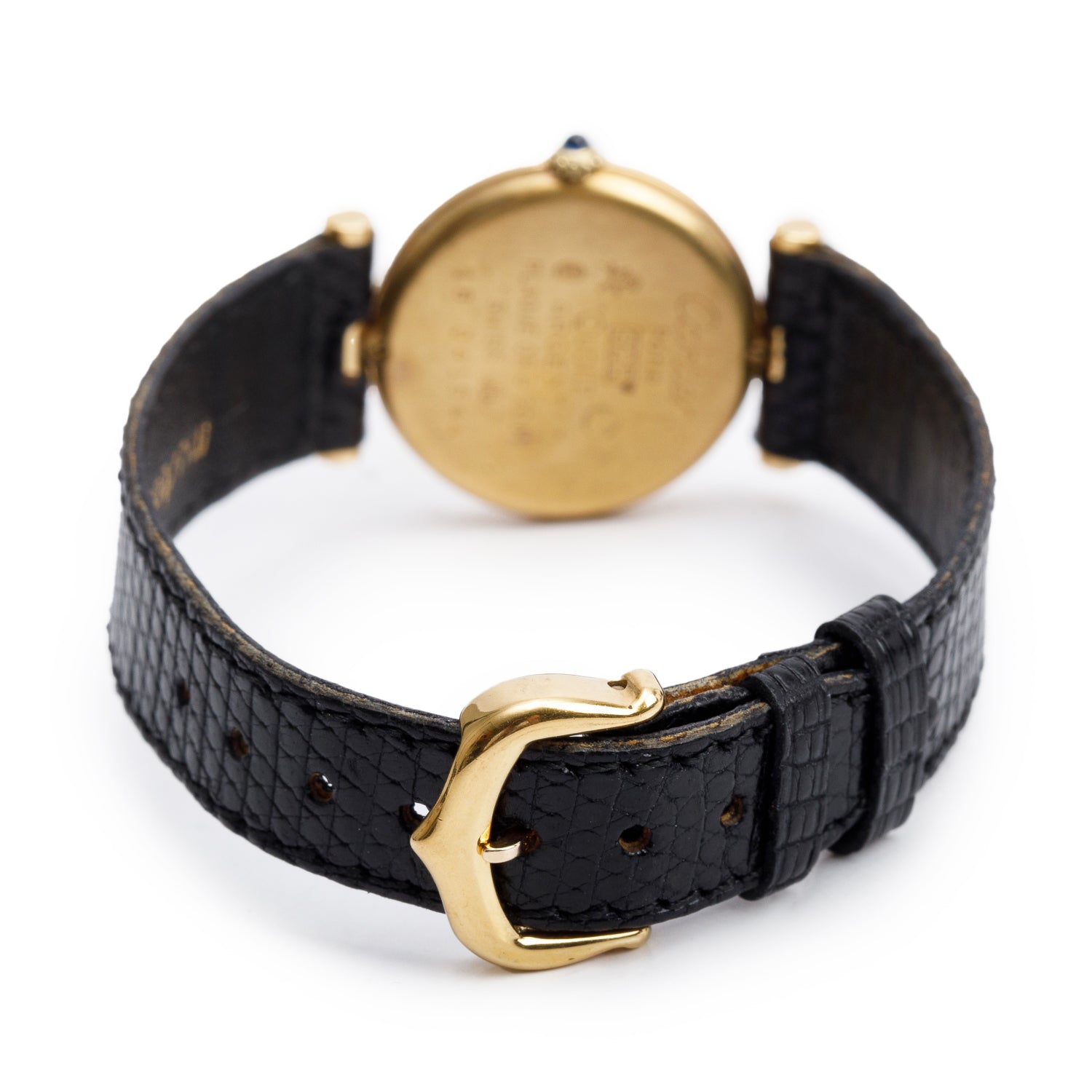 Cartier Vintage 18k Gold Vermeil Sterling Silver Argent Must Vendome Louis Cartier 24 MM Quartz Watch Black Dial w/ Papers