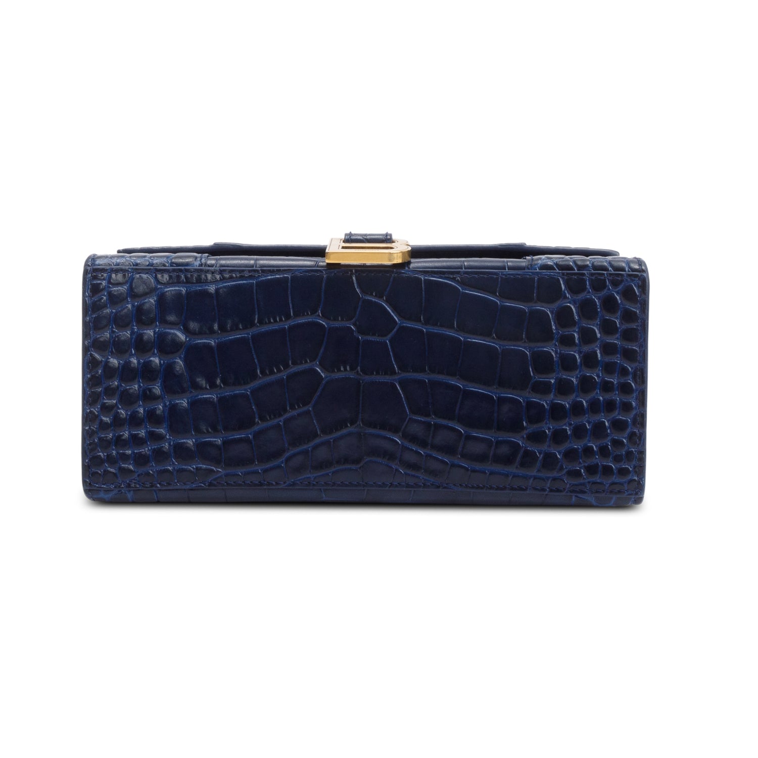 Balenciaga Blue Croc Embossed Leather Small Hourglass Top Handle Bag w/ Strap