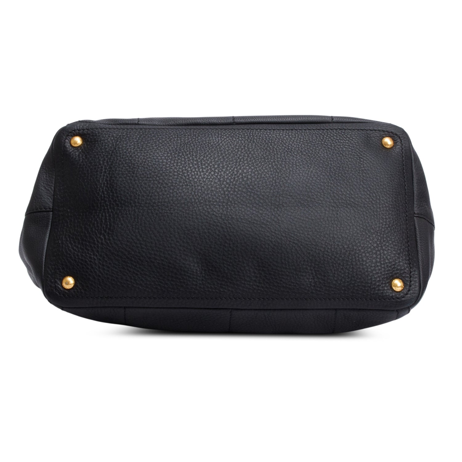 Prada Black Vitello Daino Leather Borsa Carniera Logo Frame Tote w/ Straps