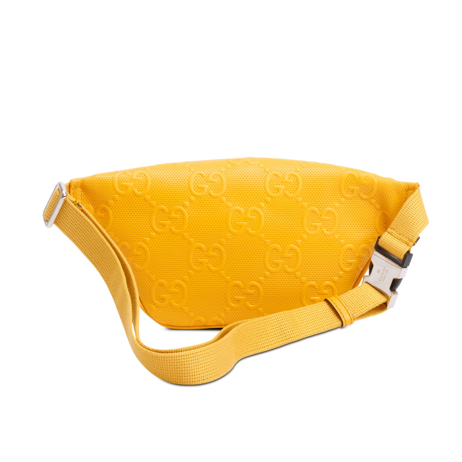 Gucci Yellow Leather Embossed Jumbo GG Small Belt Bag