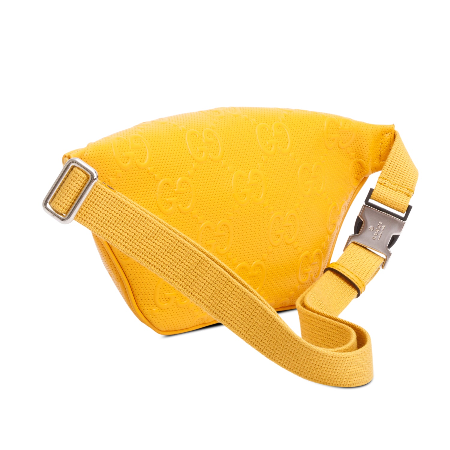 Gucci Yellow Leather Embossed Jumbo GG Small Belt Bag