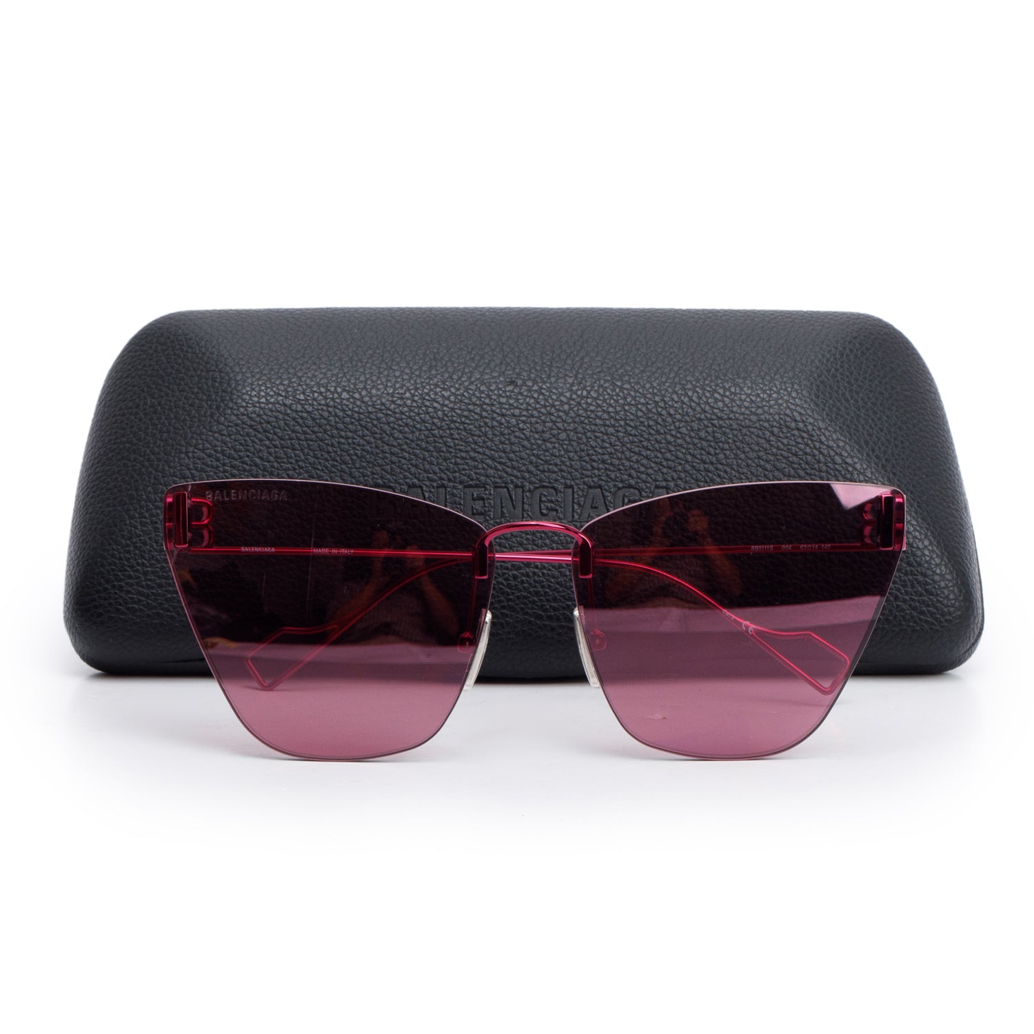 Balenciaga BB0111S Purple Light Rimless Cat-Eye Sunglasses w/ Case