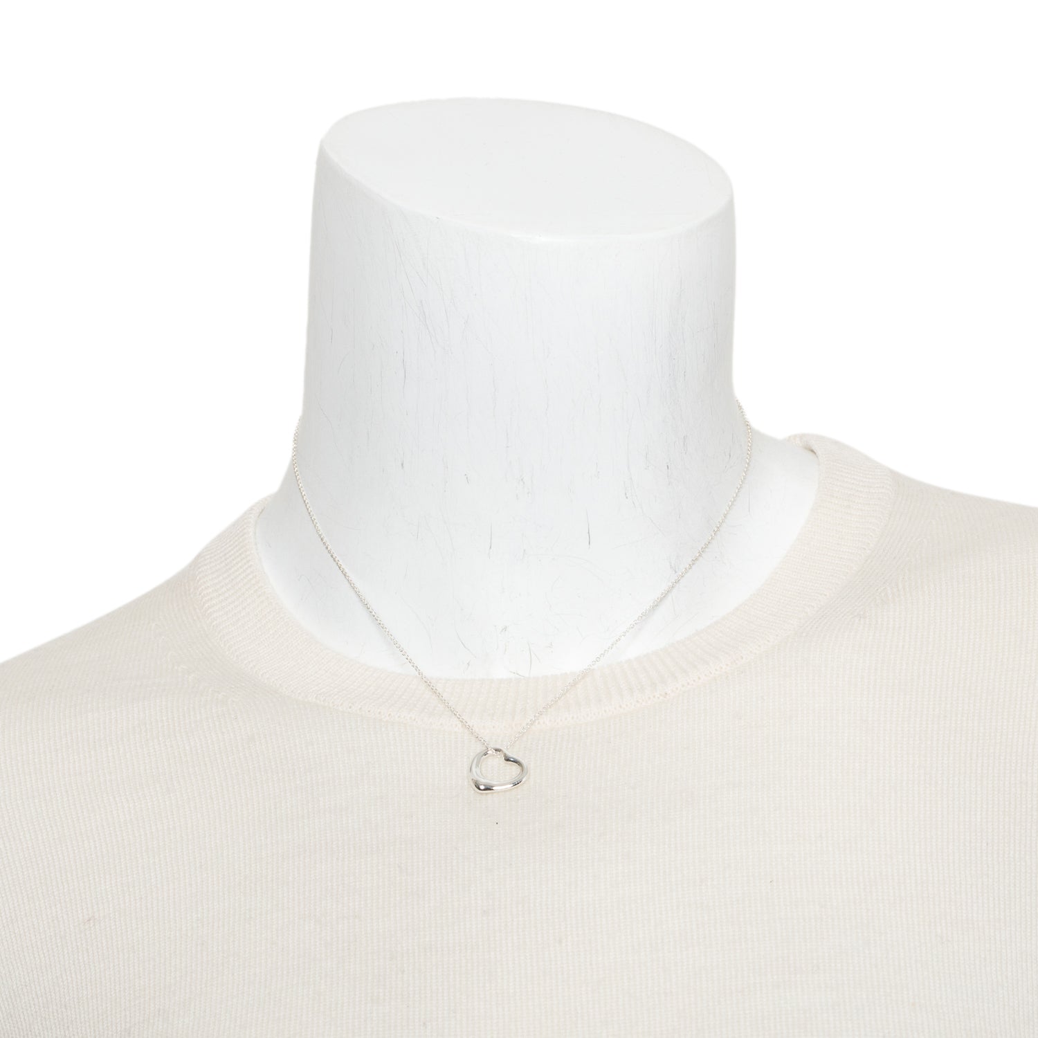 Tiffany & Co. Elsa Peretti Sterling Silver 16 MM Open Heart Pendant Necklace