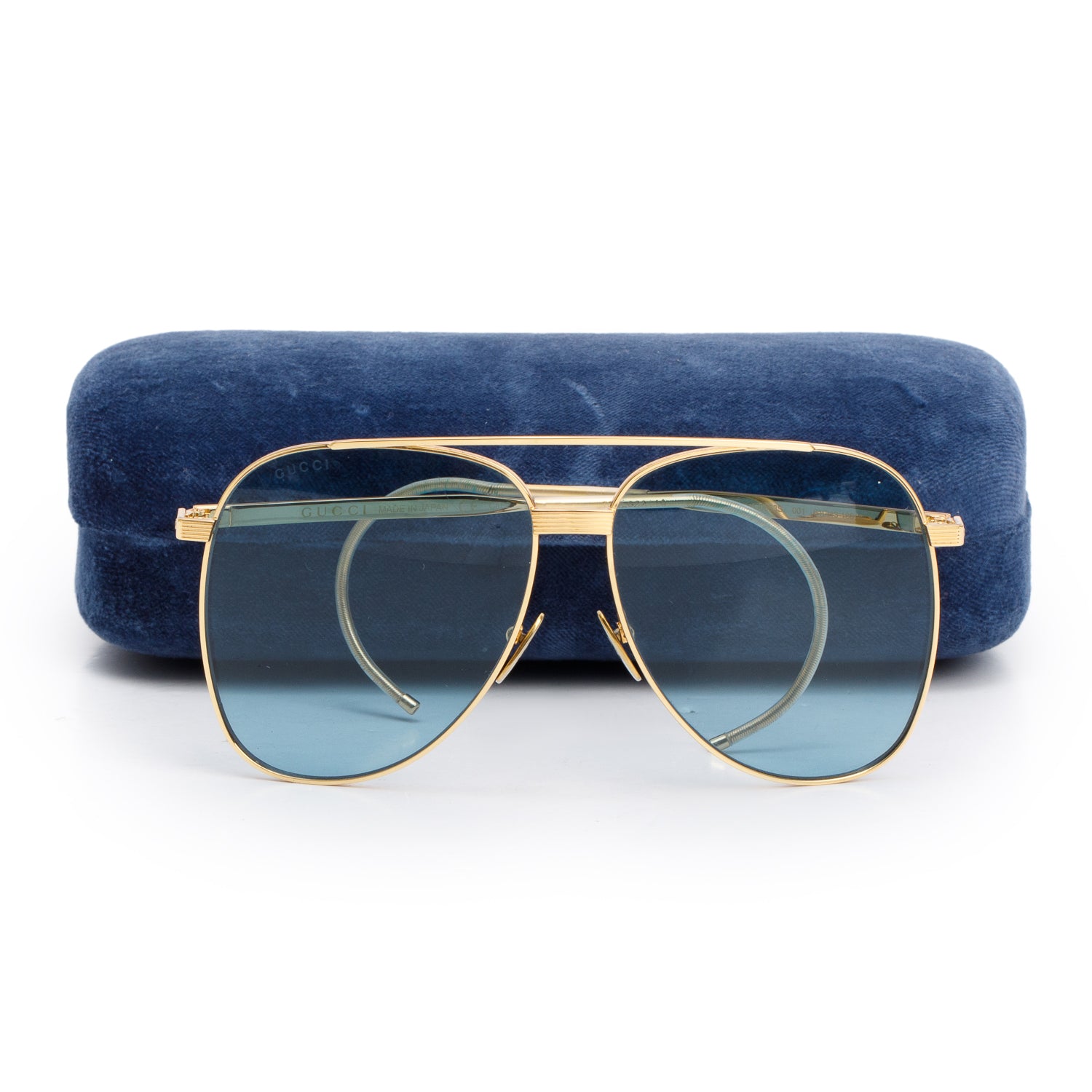 Gucci GG0953S Gold-Tone Metal Frame Aviator Sunglasses w/ Case