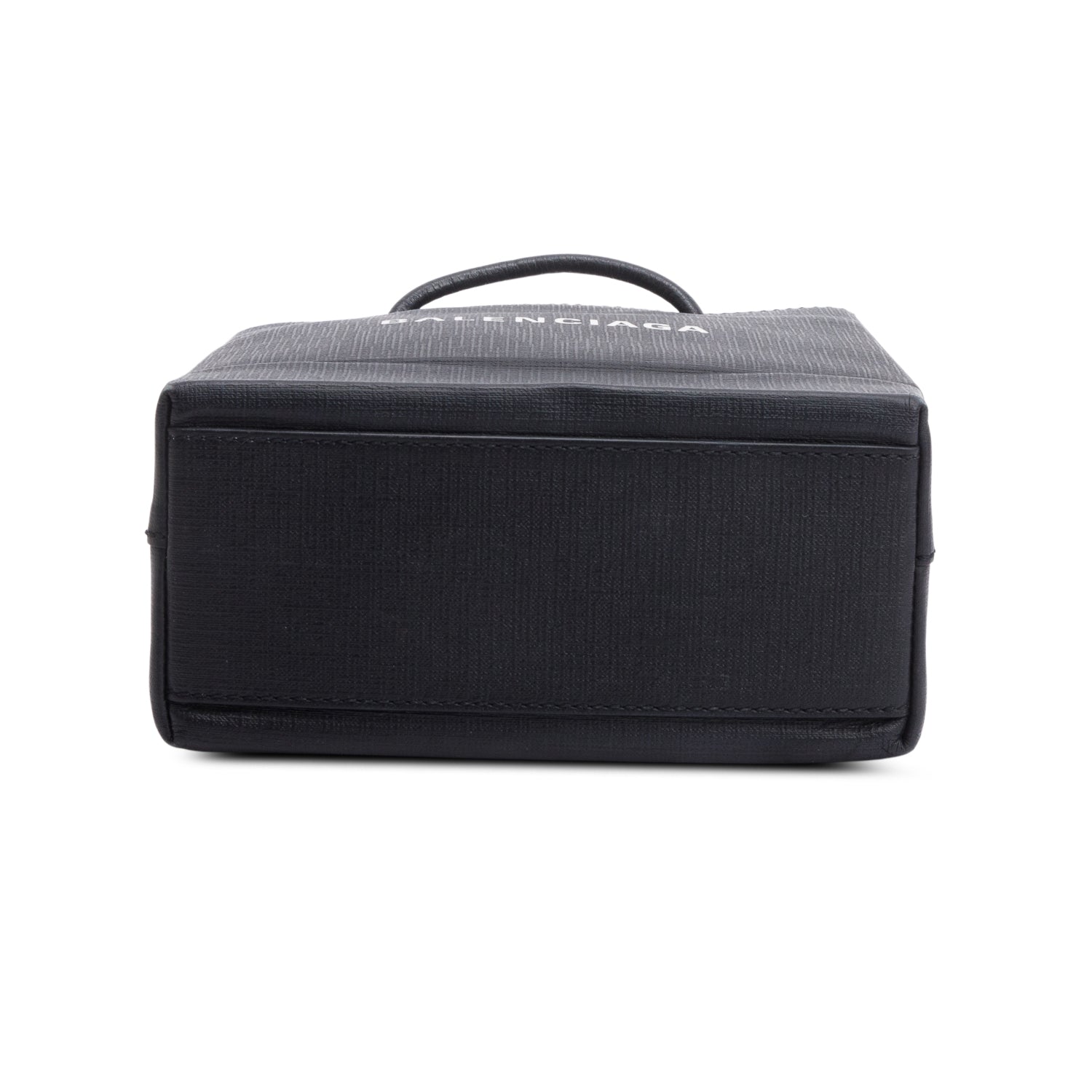 Balenciaga Black Calfskin Leather XXS Logo Leather Shopping Tote w/ Strap