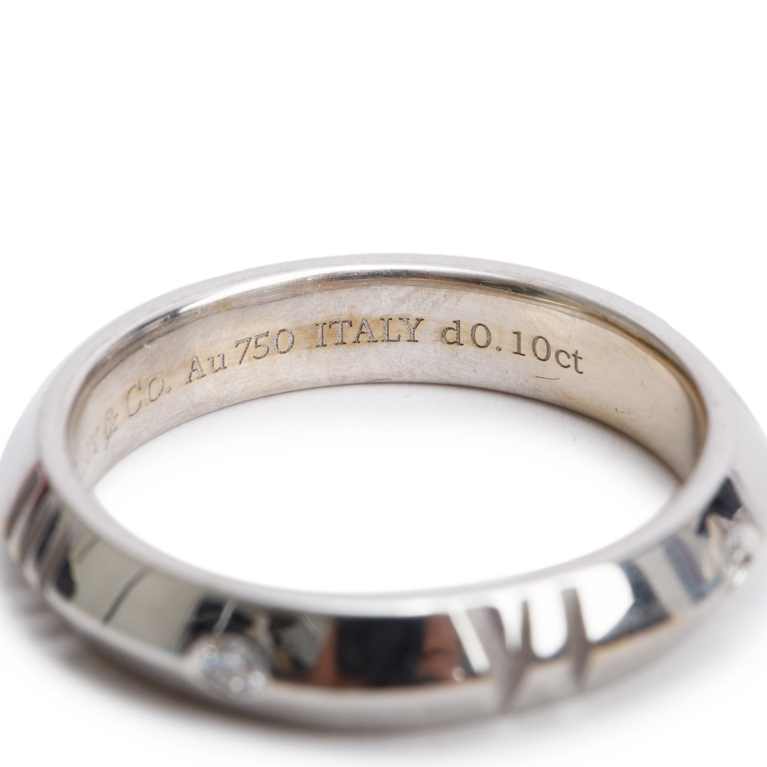 Tiffany & Co. 18k White Gold Diamond Atlas X Closed Narrow Band Ring, Size 9 w/ Box