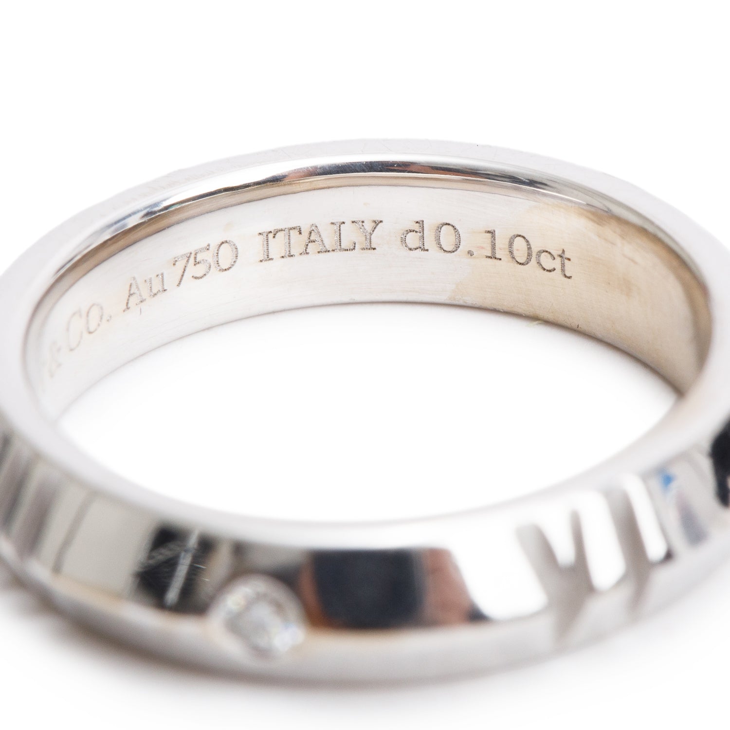 Tiffany & Co. 18k White Gold Diamond Atlas X Closed Narrow Band Ring, Size 6 w/ Box