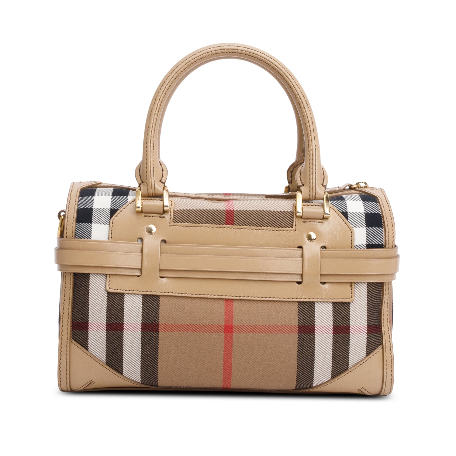 Burberry Beige Leather House Check Bridle Chester Bowler Bag