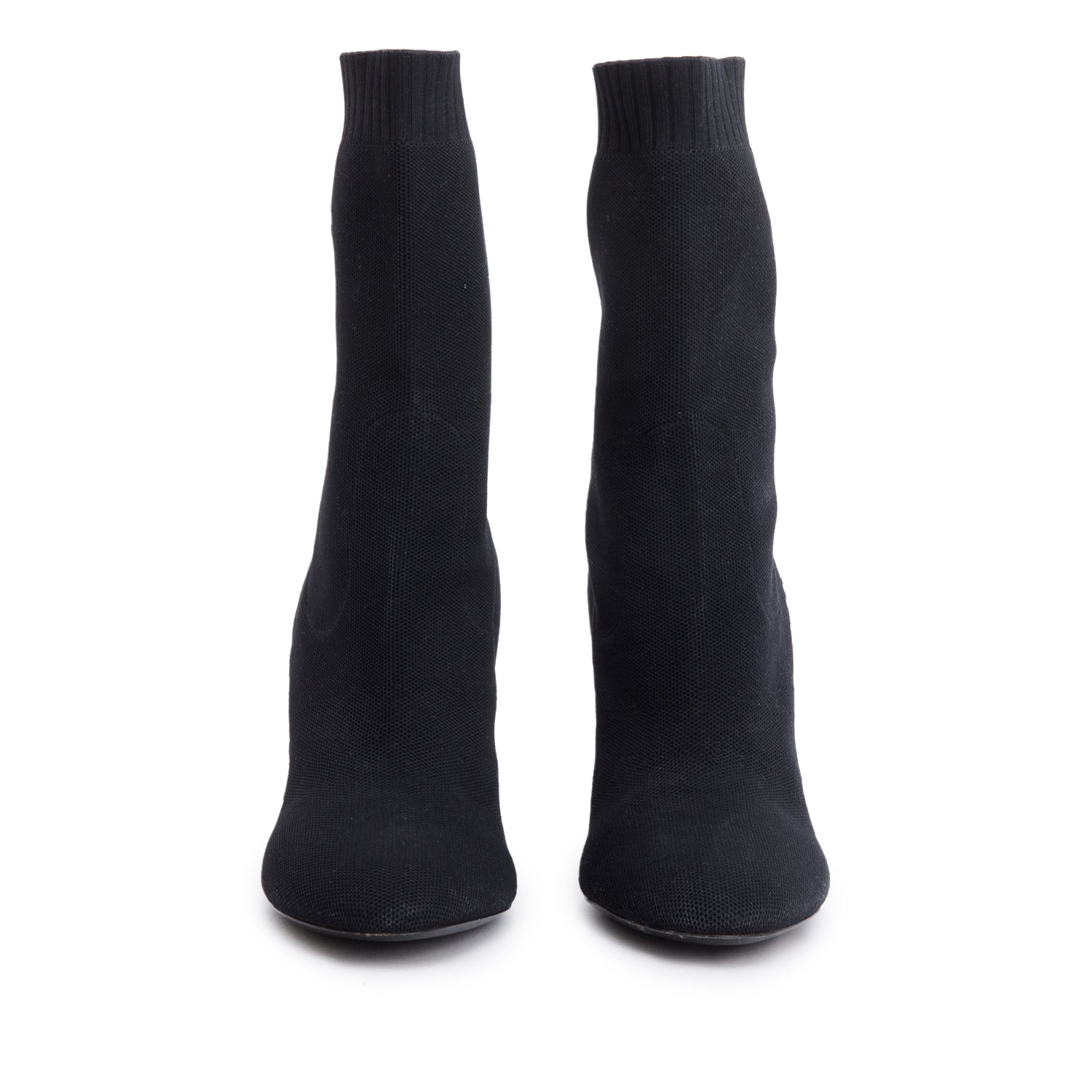 Louis Vuitton Black Knit Embroidered Logo Ankle Boots, Size 40