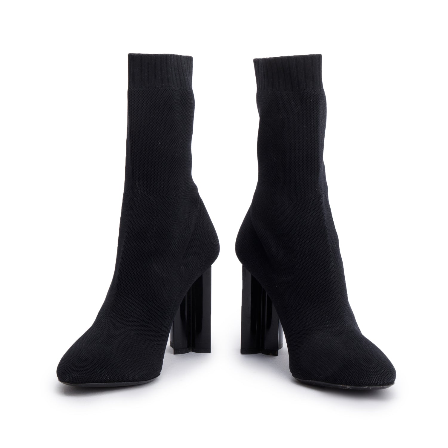 Louis Vuitton Black Knit Embroidered Logo Ankle Boots, Size 40